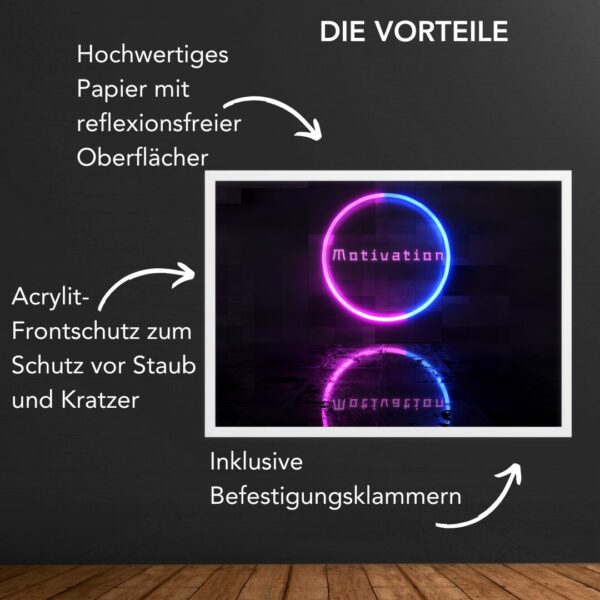 "Motivation" Neon Bild mit Rahmen – Bild 6