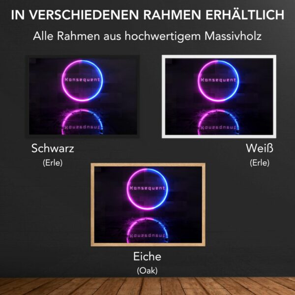 "Konsequent" Neon Bild mit Rahmen – Bild 7