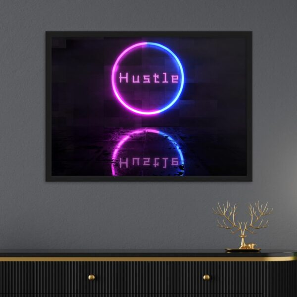 "Hustle" Neon Bild mit Rahmen – Bild 2