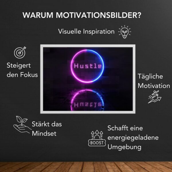 "Hustle" Neon Bild mit Rahmen – Bild 5