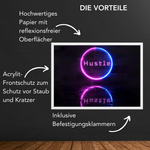 "Hustle" Neon Bild mit Rahmen – Bild 6