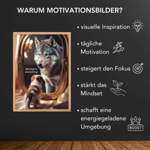 Mindset is everything Wolf - Bild mit Rahmen – Bild 5